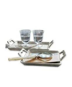 LOBERON Tablett 2er Set Florine Antiksilber Antiksilber