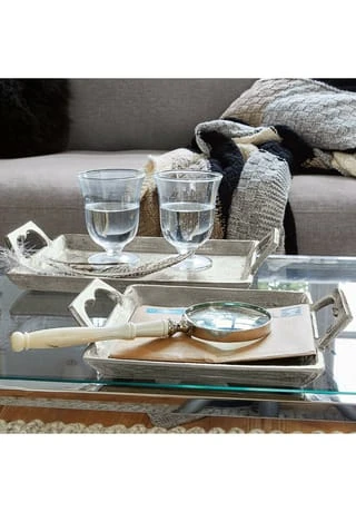 LOBERON Tablett 2er Set Florine Antiksilber Antiksilber 4 LOBERON Tablett 2er Set Florine Antiksilber Antiksilber – Bild 2