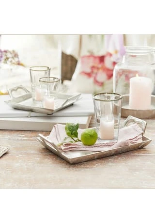 LOBERON Tablett 2er Set Florine Antiksilber Antiksilber 5 LOBERON Tablett 2er Set Florine Antiksilber Antiksilber – Bild 3