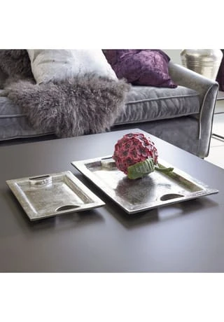 LOBERON Tablett 2er Set Candida Antiksilber Antiksilber 4 LOBERON Tablett 2er Set Candida Antiksilber Antiksilber – Bild 2