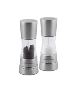 COLE & MASON Gewürzmühle-Set Derwent Mini Geschenkset Mit Salzkeramikmahlwerk Und Pfefferkarbonstahlmahlwerk Grau